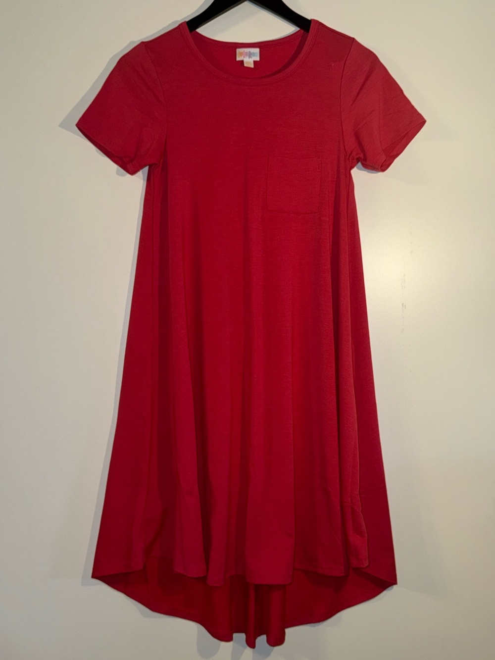 LuLaRoe Carly Pink High-Low Short Sleeve Swing Dress